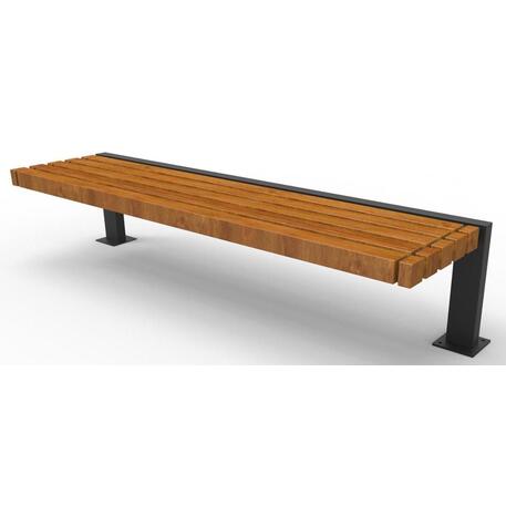 Panchina in metallo senza schienale, realizzata in legno di Iroko 'Premium Collection / STF/13-04-18_02/MDL'