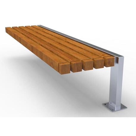 Panchina in metallo senza schienale, realizzata in legno di Iroko 'Premium Collection / STF/13-04-18_02/MDL'