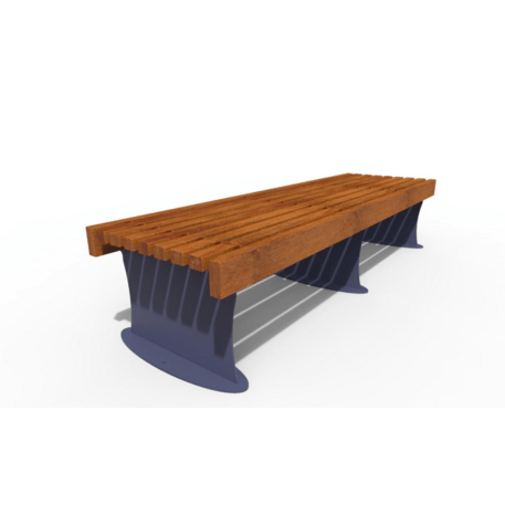 Metalinis suolas (suoliukas) be atlošo, pagamintas iš Iroko medienos 'Premium Collection / STF/13-02-08/MDL'