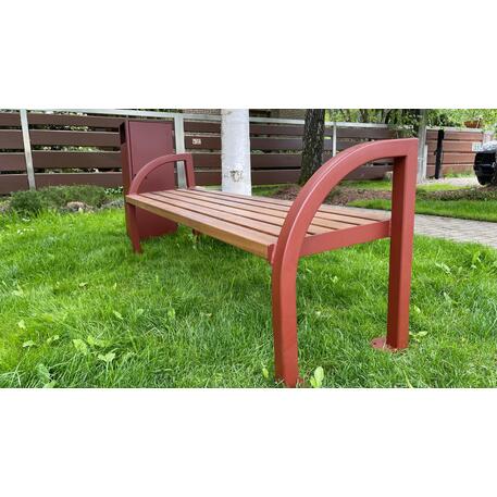 Metalinis suolas (suoliukas) be atlošo, pagamintas iš Iroko medienos 'Premium Collection / STF/06-01-05/MDL'