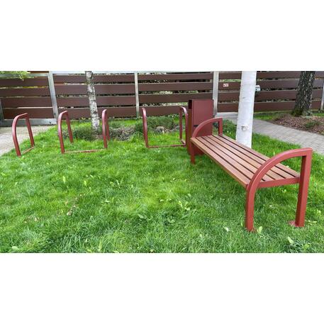 Metalinis suolas (suoliukas) be atlošo, pagamintas iš Iroko medienos 'Premium Collection / STF/06-01-05/MDL'