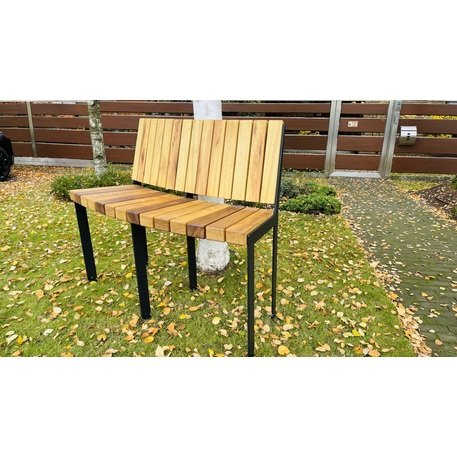 Lenktas arba tiesus metalinis suolas (suoliukas) su atlošu iš Iroko medienos 'Premium Collection / STF/24-04-13/MDL'