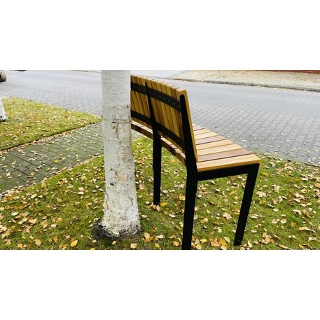 Lenktas arba tiesus metalinis suolas (suoliukas) su atlošu iš Iroko medienos 'Premium Collection / STF/24-04-13/MDL'