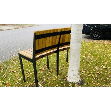 Lenktas arba tiesus metalinis suolas (suoliukas) su atlošu iš Iroko medienos 'Premium Collection / STF/24-04-13/MDL'