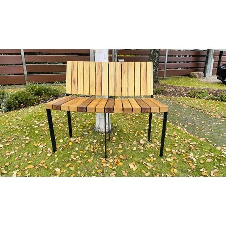 Lenktas arba tiesus metalinis suolas (suoliukas) su atlošu iš Iroko medienos 'Premium Collection / STF/24-04-13/MDL'