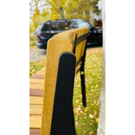 Lenktas arba tiesus metalinis suolas (suoliukas) su atlošu iš Iroko medienos 'Premium Collection / STF/24-04-13/MDL'