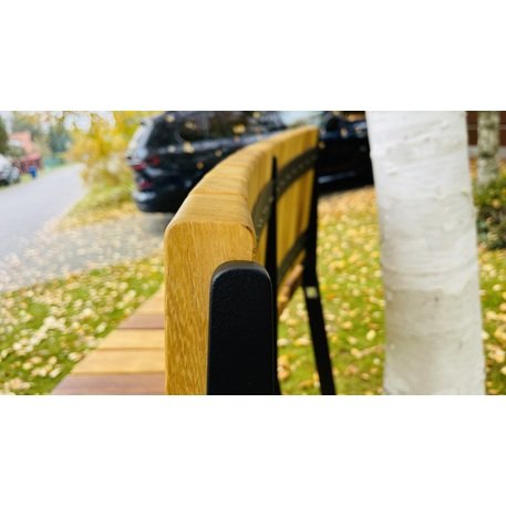 Lenktas arba tiesus metalinis suolas (suoliukas) su atlošu iš Iroko medienos 'Premium Collection / STF/24-04-13/MDL'