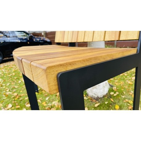 Lenktas arba tiesus metalinis suolas (suoliukas) su atlošu iš Iroko medienos 'Premium Collection / STF/24-04-13/MDL'