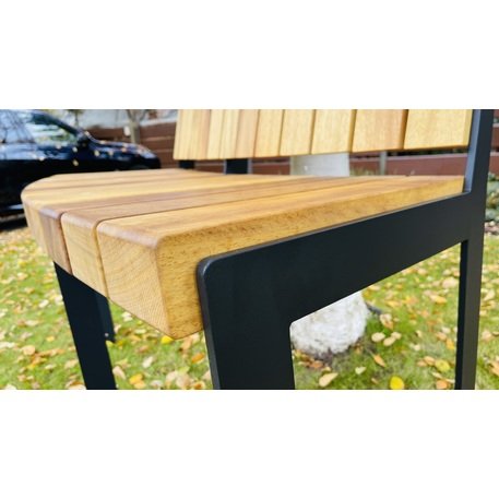 Lenktas arba tiesus metalinis suolas (suoliukas) su atlošu iš Iroko medienos 'Premium Collection / STF/24-04-13/MDL'