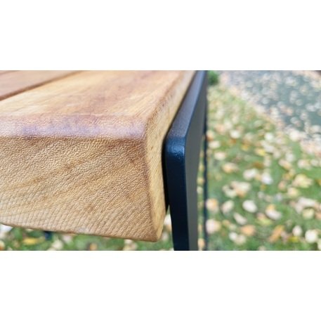 Lenktas arba tiesus metalinis suolas (suoliukas) su atlošu iš Iroko medienos 'Premium Collection / STF/24-04-13/MDL'