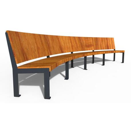 Lenktas arba tiesus metalinis suolas (suoliukas) su atlošu iš Iroko medienos 'Premium Collection / STF/24-04-13/MDL'