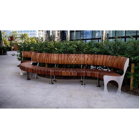 Lenktas arba tiesus metalinis suolas (suoliukas) su / be atlošo, pagamintas iš Iroko medienos 'Premium Collection / STF/19-04-78/MDL'