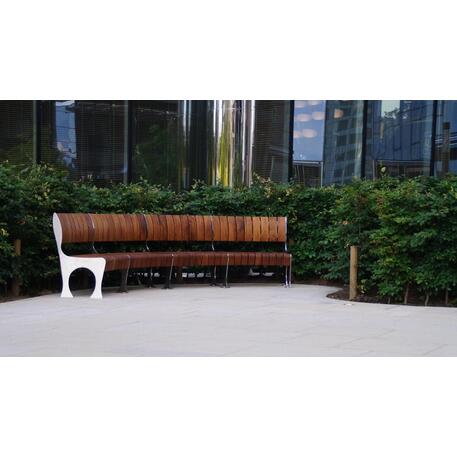 Lenktas arba tiesus metalinis suolas (suoliukas) su / be atlošo, pagamintas iš Iroko medienos 'Premium Collection / STF/19-04-78/MDL'