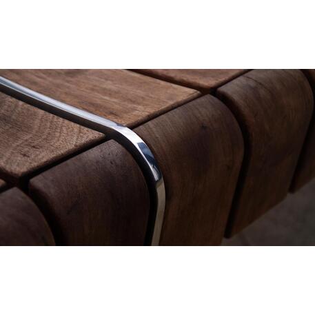 Lenktas arba tiesus metalinis suolas (suoliukas) su / be atlošo, pagamintas iš Iroko medienos 'Premium Collection / STF/19-04-78/MDL'