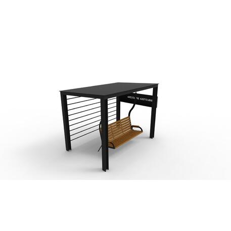 Metalinė pergolė su supynėmis iš iroko medienos 'Premium Collection / STF/22-31-01_06/MDL'