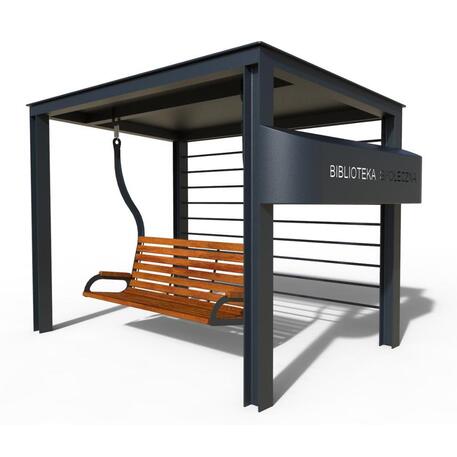 Metalinė pergolė su supynėmis iš iroko medienos 'Premium Collection / STF/22-31-01_06/MDL'