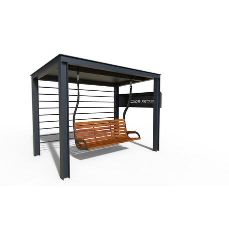 Metalinė pergolė su supynėmis iš iroko medienos 'Premium Collection / STF/22-31-01_06/MDL'