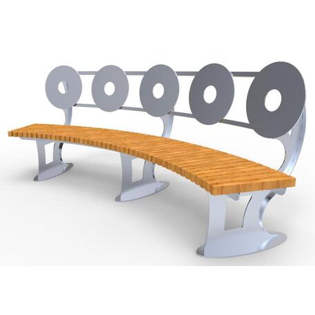 Metallbank mit Rückenlehne, aus Iroko-Holz gefertigt 'Premium Collection / STF/13-04-53_04/MDL'