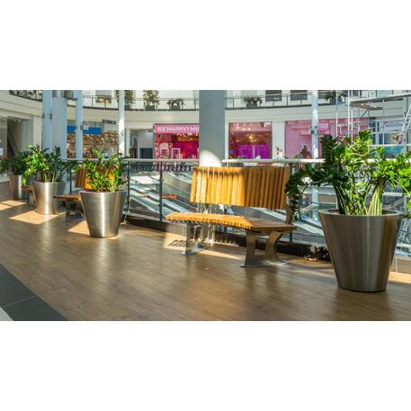 Panchina in metallo con schienale, realizzata in legno di Iroko 'Premium Collection / STF/13-04-40/MDL'