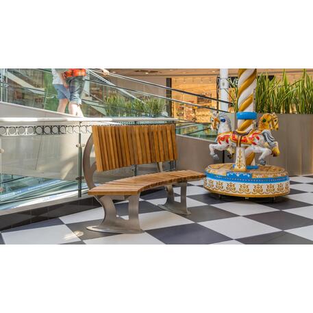 Panchina in metallo con schienale, realizzata in legno di Iroko 'Premium Collection / STF/13-04-40/MDL'