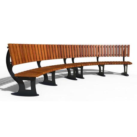 Panchina in metallo con schienale, realizzata in legno di Iroko 'Premium Collection / STF/13-04-40/MDL'