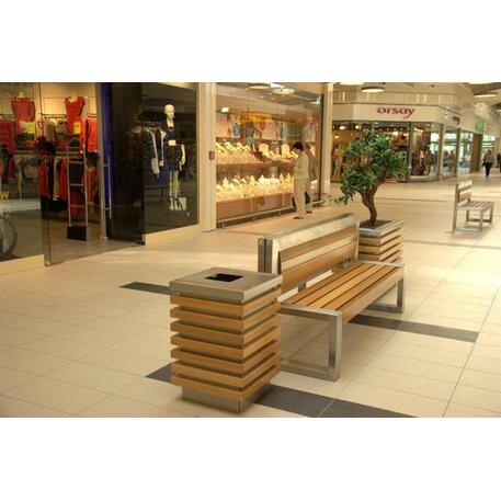 Металлическая скамейка со спинкой, изготовленная из древесины Ироко 'Premium Collection / STF/13-04-18_06/MDL'