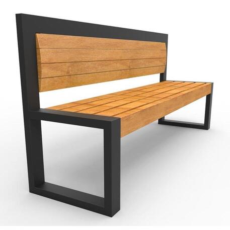 Металлическая скамейка со спинкой, изготовленная из древесины Ироко 'Premium Collection / STF/13-04-18_06/MDL'