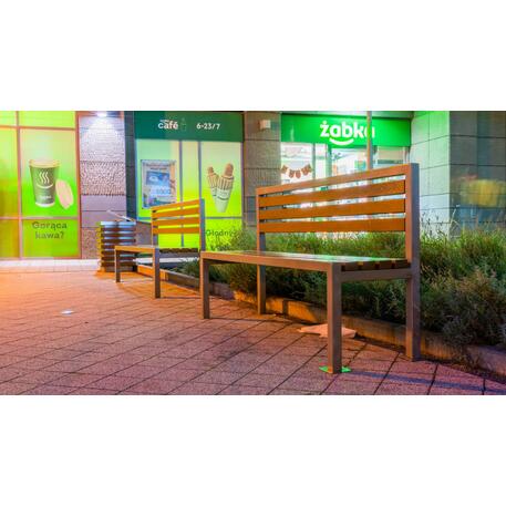 Metalinis suoliukas su atlošu, pagamintas iš Iroko medienos 'Premium / STF/04-04-06/MDL'