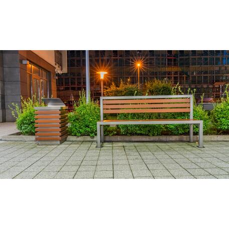 Metalinis suoliukas su atlošu, pagamintas iš Iroko medienos 'Premium / STF/04-04-06/MDL'