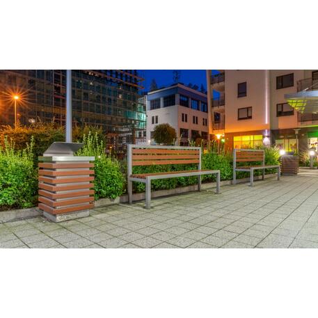 Metalinis suoliukas su atlošu, pagamintas iš Iroko medienos 'Premium / STF/04-04-06/MDL'