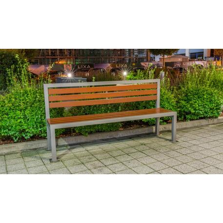 Metalinis suoliukas su atlošu, pagamintas iš Iroko medienos 'Premium / STF/04-04-06/MDL'