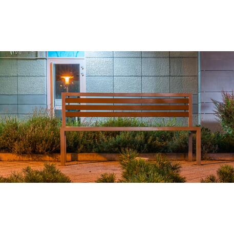 Metalinis suoliukas su atlošu, pagamintas iš Iroko medienos 'Premium / STF/04-04-06/MDL'