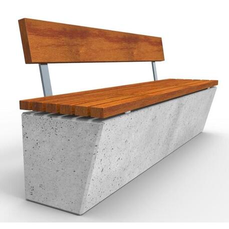 Betoninis suolas su atlošu ir Iroko medienos sėdima dalimi 'Premium Collection / STF/13-04-58_04/MDL'