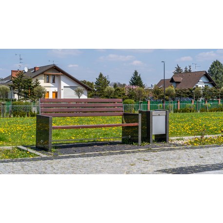 Betoninis / Granitinis suolas su atlošu ir Iroko medienos sėdima dalimi 'Premium Collection / STF/11-04-02/MDL'