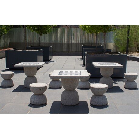 Concrete chess game table with 2 or 4 chairs '80x80xH/70cm / BS-111/112'