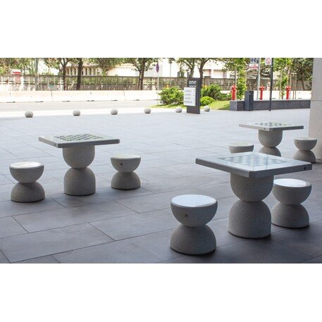 Concrete chess game table with 2 or 4 chairs '80x80xH/70cm / BS-111/112'