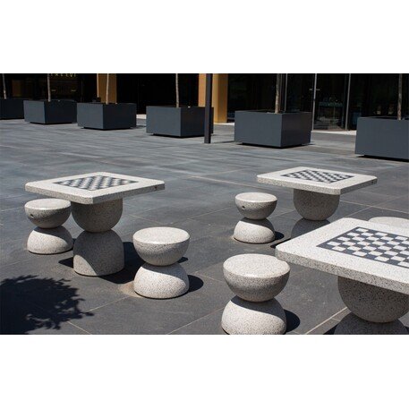 Concrete chess game table with 2 or 4 chairs '80x80xH/70cm / BS-111/112'