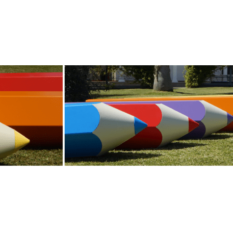 Metalinis suolas be atlošo vaikų žaidimo aikštelėms 'Pencil bench / G557'