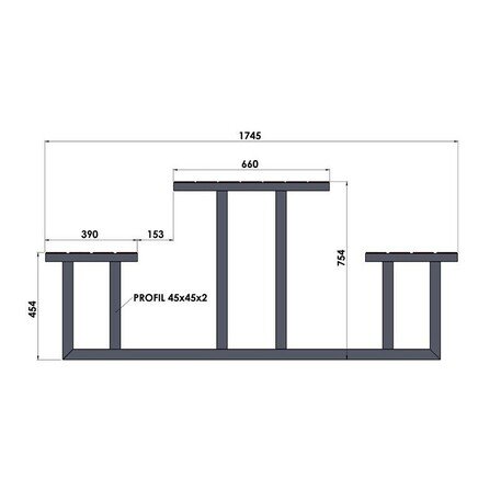 Metalowa ławka + stół 'Picnic_5'