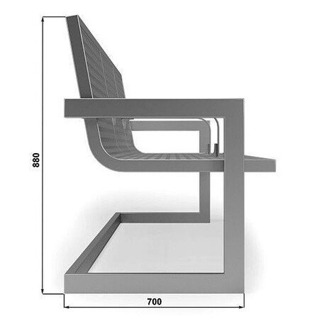 Металлическая скамейка со спинкой 'BDS_AZL_I-3-185cm'