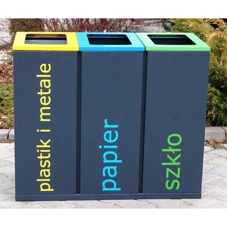 Metal litter bin for sorting 'Satis III 3x60L'