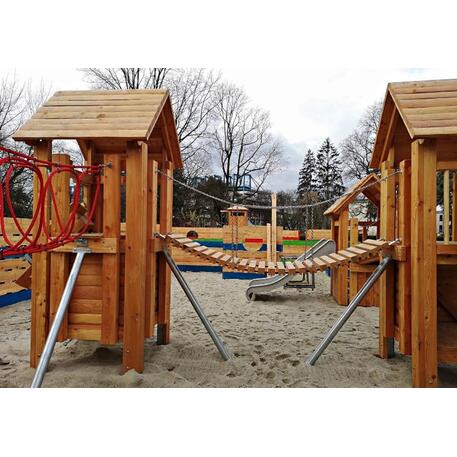 Children's playground element 'L2.30001 _Tower Combination 30, made of larch all elements with steel feet'