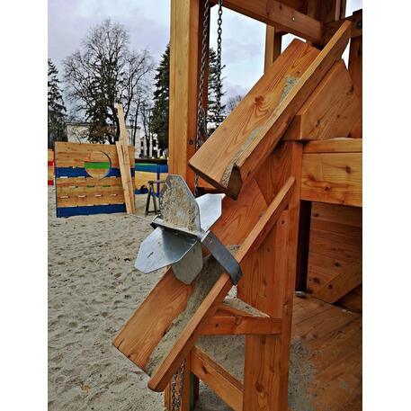 Children's playground element 'L2.30001 _Tower Combination 30, made of larch all elements with steel feet'