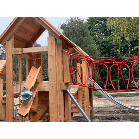 Children's playground element 'L2.30001 _Tower Combination 30, made of larch all elements with steel feet'