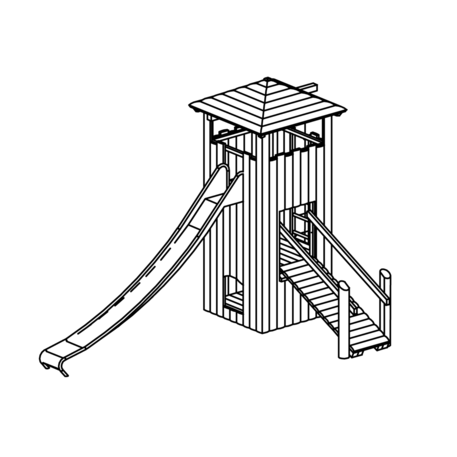 Children's playground element 'L2.30001 _Tower Combination 30, made of larch all elements with steel feet'