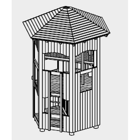 Element placu zabaw dla dzieci 'L3.28700 _Big Hexagonal Platform with Roof'