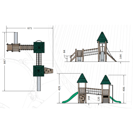 Vaikų žaidimo aikštelės kompleksas 'Robinia_MBG-5005/XRM300_5'