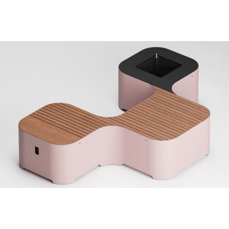 Metalinis suoliukas su vazonu, Okumè mediena 'Okume_608-3M-F'