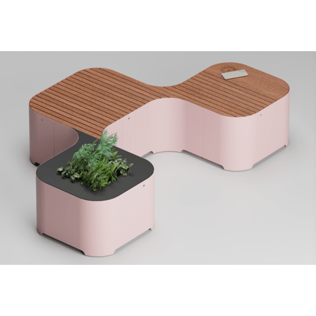 Metalinis suoliukas su vazonu, Okumè mediena 'Okume_608-3M-F'