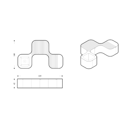 Metalinis suoliukas su vazonu, Okumè mediena 'Okume_608-3M-F'